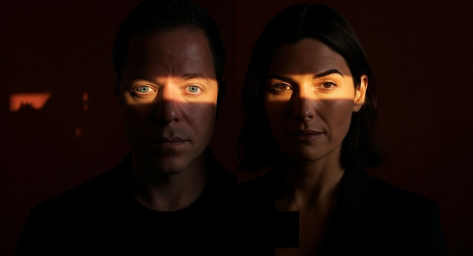 Porträt von Mann und Frau im dramatischen Licht, Kampagnenbild Waswänzi "The Flow from Züri"