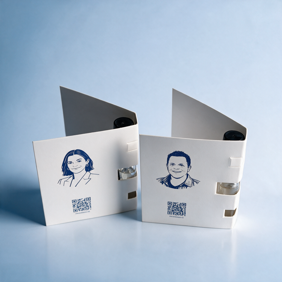 Rückseite der Waswänzi Duftproben mit Illustration und QR-Code zu waswaenzi.ch